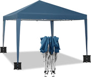 Gazebo da Giardino Richiudibile 3x3m Gazebo da Esterno in Ferro Regolabile in Altezza Tendone Pieghevole con Set di 4 Sacchi di Sabbia, Facile da Montare Blu
