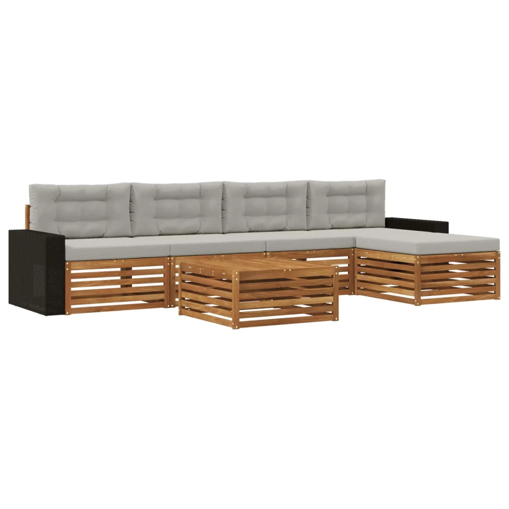 Set di divani da esterno 6 pz Naturale e Grigio Chiaro 3383274