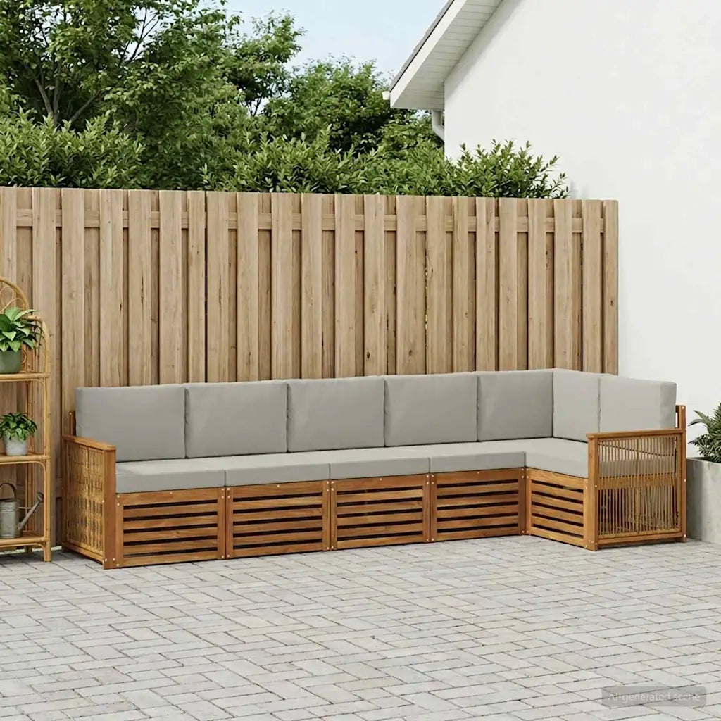 Set divano sezionale con cuscino 5 pcs Naturale e Grigio Chiaro 3384417