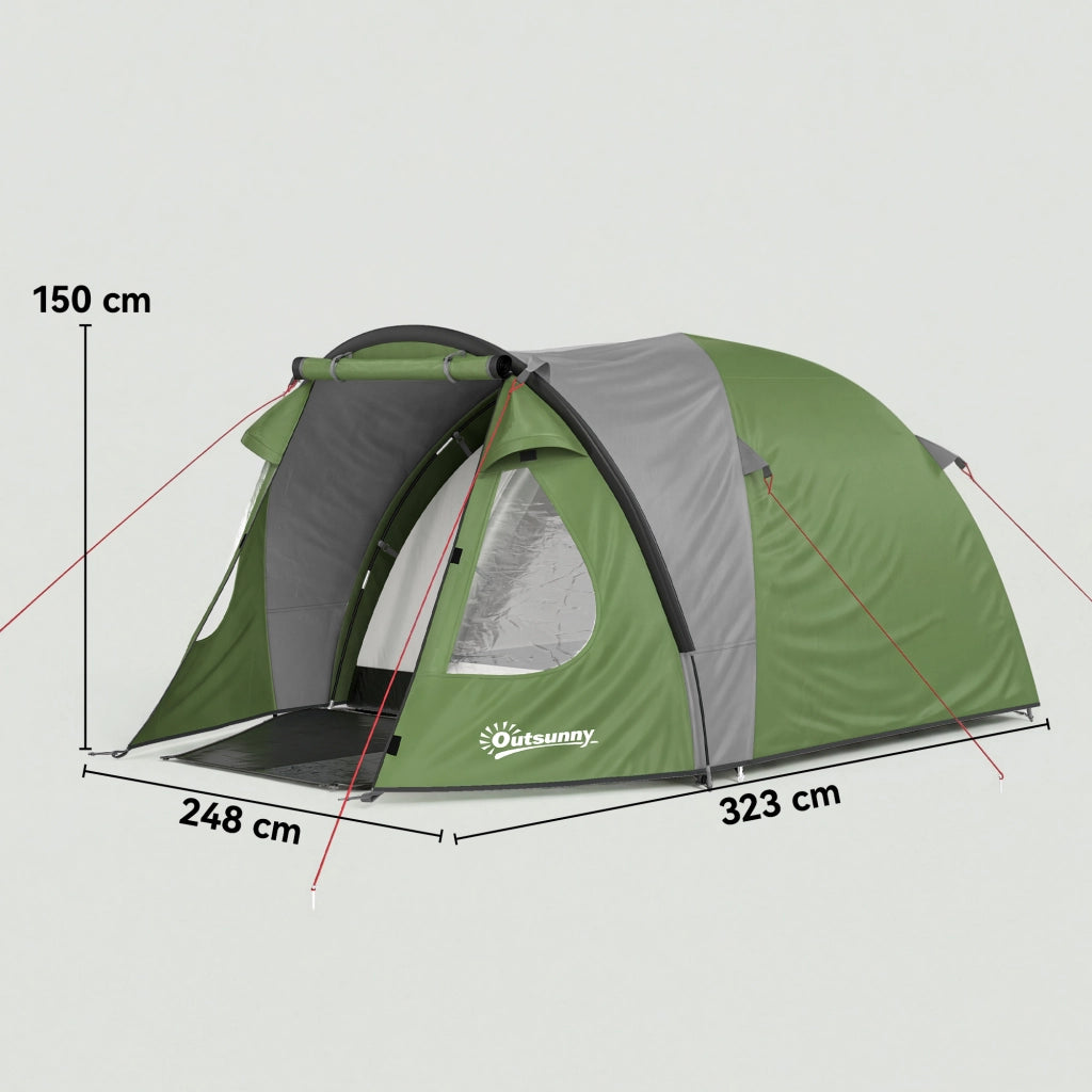 Tenda da Campeggio 4 Persone 2 Camere ¨C zephmum ¨C Verde 323x248x150cm