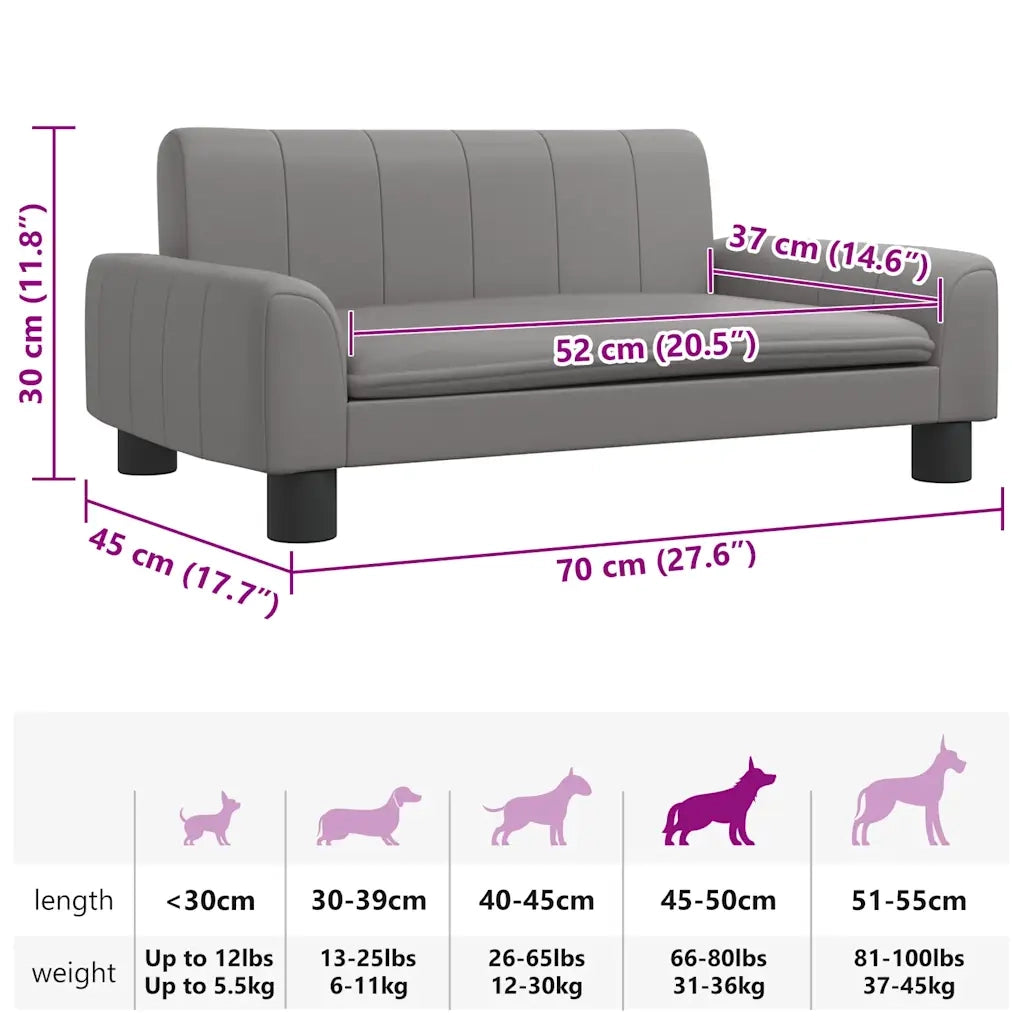 Lettino per Cani Grigio 70x45x30 cm in Similpelle 171866