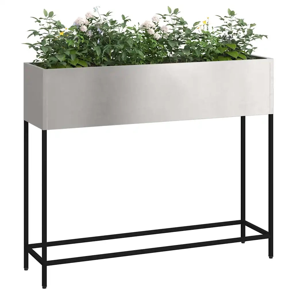 Fioriere | Cassetta per fiori | Vaso da Giardino Rialzato Argento 100 x 26 x 82 cm