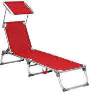 Sedia da giardino deluxe - Letto all'aperto - Con parasole - Sedia da giardino da letto - Bancosa da relax - 193x55x48cm