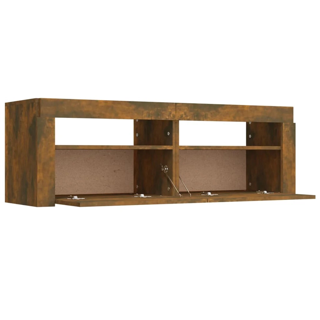Mobile TV multimediale scaffale TV credenza mobile TV per sala da pranzo soggiorno camera da letto con luci a LED rovere affumicato 120 x 35 x 40 cm marrone 02_0026718