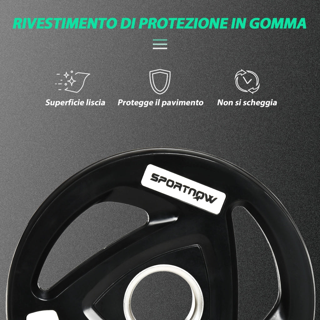EasyComfort Set di 2 Dischi Pesi da 10kg in Acciaio con Rivestimento in Gomma per Bilanciere