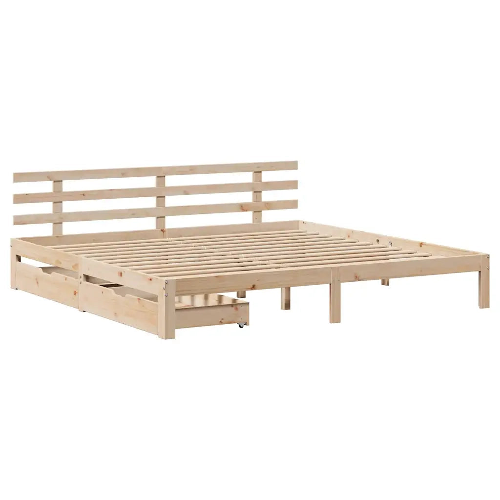 Giroletto con Cassetti 200x200 cm in Legno Massello di Pino 3302018