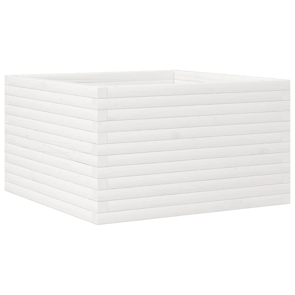 Fioriera rialzata per piante fiori terrazza giardino 80 x 80 x 45,5 cm legno di pino massiccio bianco 02_0037912