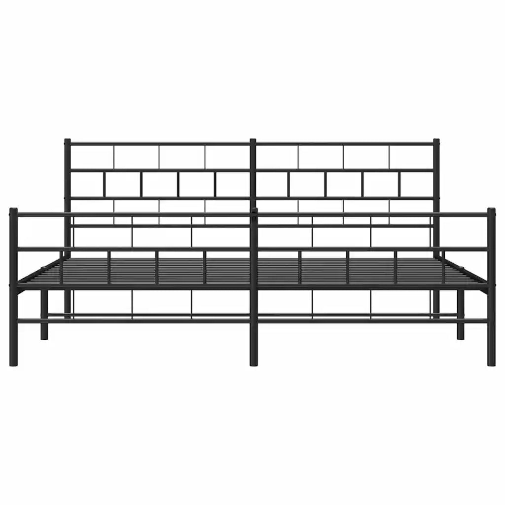 Giroletto con Testiera e Pediera-Struttura Letto Metallo Nero 183x213 cm 831634