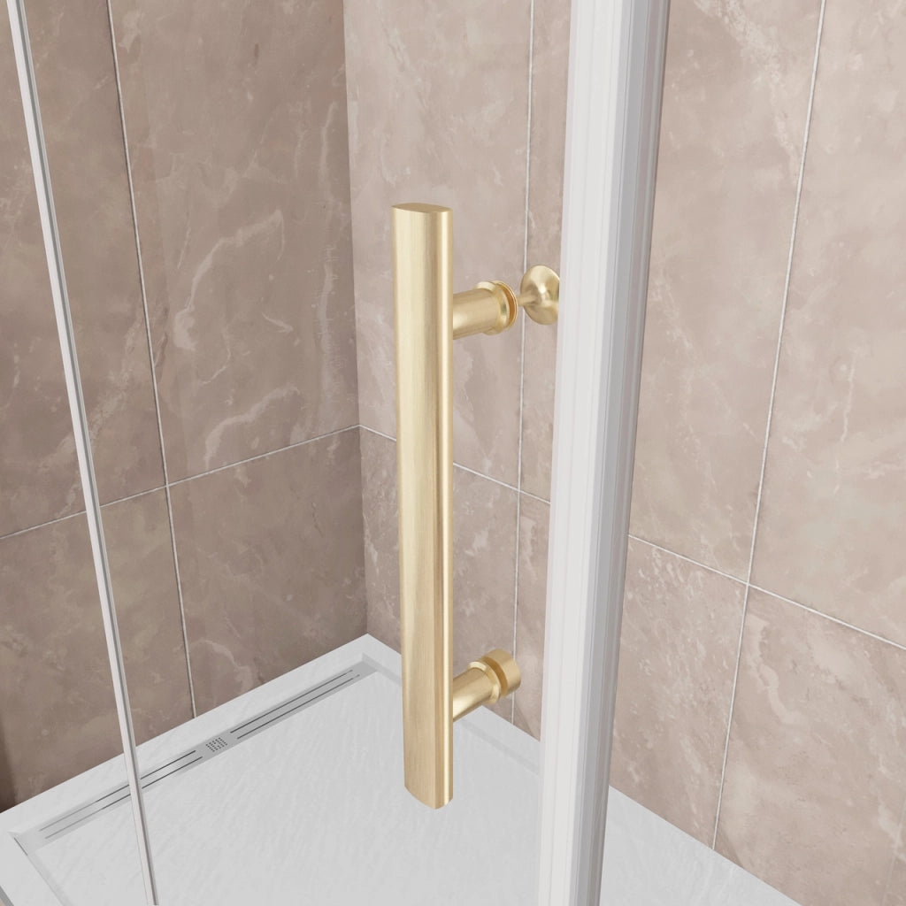 185 cm Box Doccia Angolare 76x80 cm Porta Battente Pieghevole 76 Parete Fissa 80 Vetro Temperato 6 mm Anticalcare Barra Stabilizzatrice da 45 cm Dorato Spazzolato