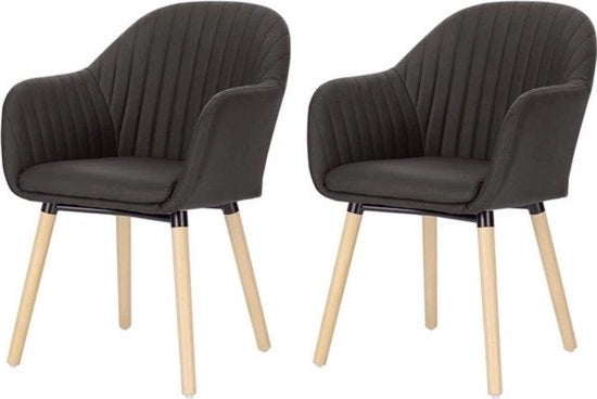Sedie da pranzo in pelle - con braccioli - stile rigido e moderno - forma ergonomicamente curata - finitura robusta - colore antracite