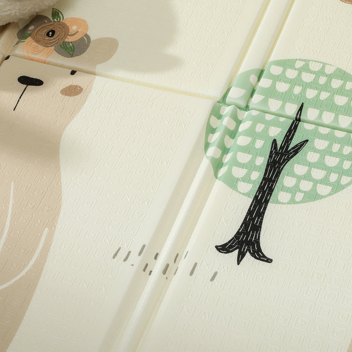 Tappeto Morbido per Bambini 196x176x1,5 cm Superficie Impermeabile in XPE a Tema Bosco