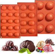 Set di 3 stampi in silicone per palline, stampo per palline in silicone a forma semicircolare, forma per torta semicircolare, stampo medio in silicone a forma semicircolare per cioccolato, mousse, gelato, torta