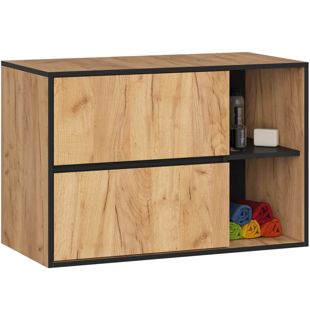 Set di mobili da bagno sospesi VAMI in Rovere Craft con colore interno Nero