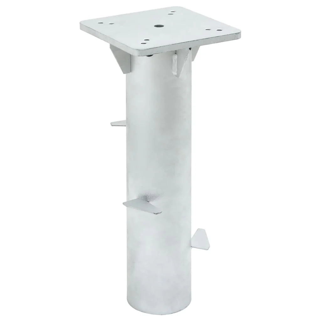 Base per ombrellone da interrare 16 x 16 x 39,5 cm stabile e salvaspazio in acciaio argentato 02_0056360