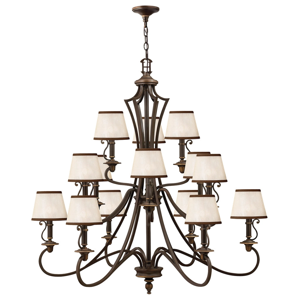 Lampadario Plymouth 3 livelli bronzo antico 15xE14 Hinkley