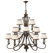 Lampadario Plymouth 3 livelli bronzo antico 15xE14 Hinkley