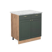 Mobiletto base per cucina Fame-Line Verde-oro rustico/Rovere dorato 80 cm, PL Marmo Vicco
