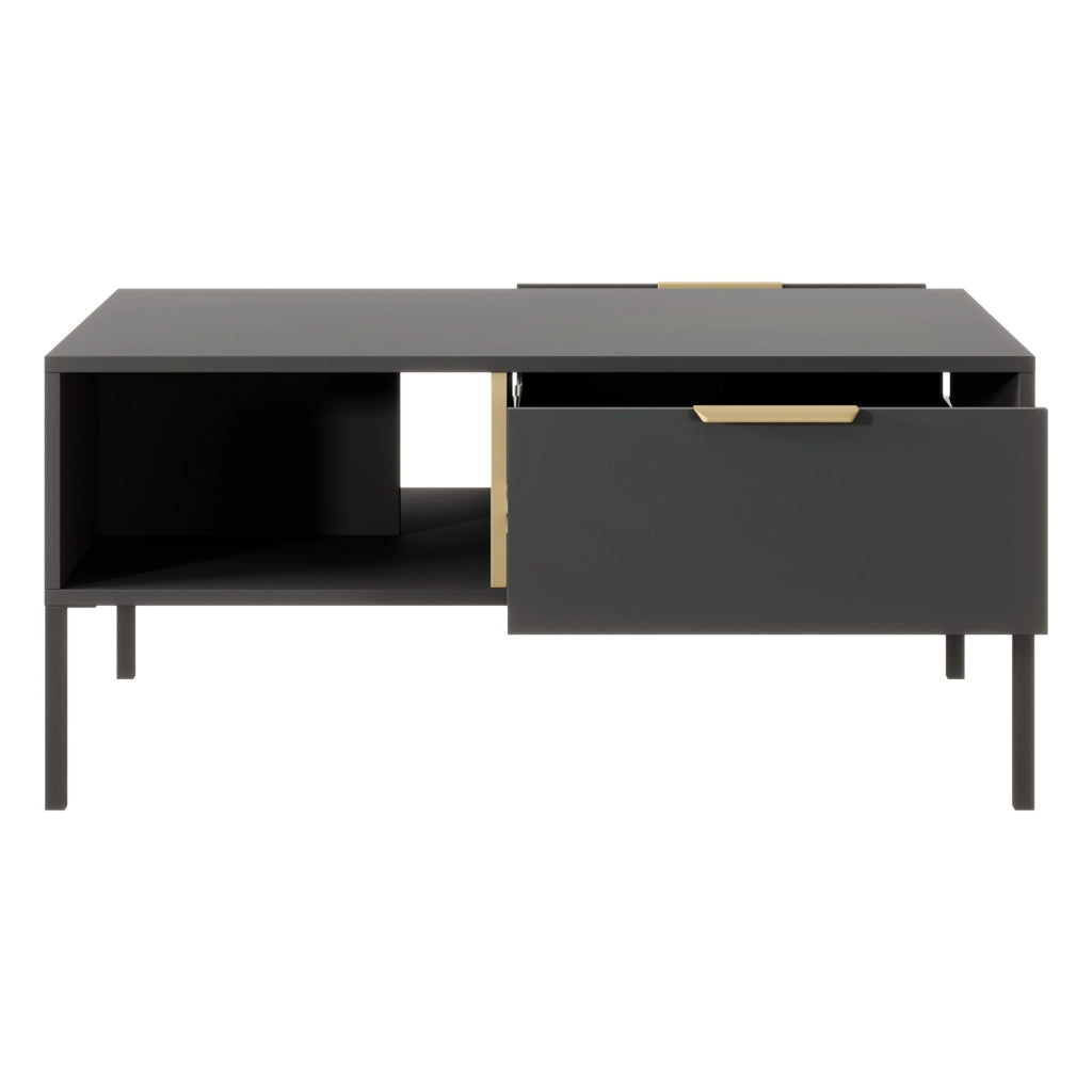 Karo, Tavolino da Salotto 2 Cassetti, 97x60x44h cm Nero Antracite