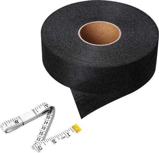 Tessuto di misurazione 64 m x 4 cm - striscia di allineamento di alta qualità - striscia di cucitura lavabile - righello - striscia di allineamento nera