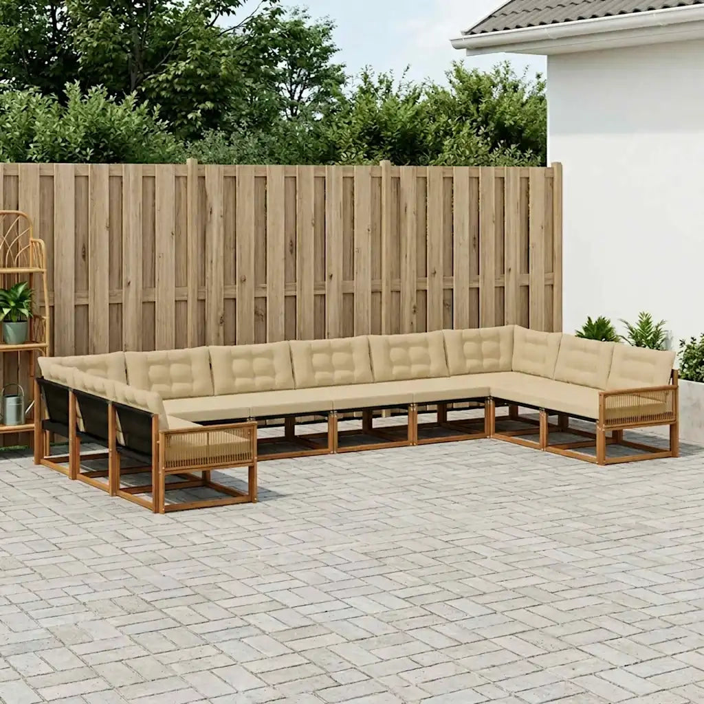 Set di divani da esterno con cuscino 10 pcs Naturale e Beige 3381717