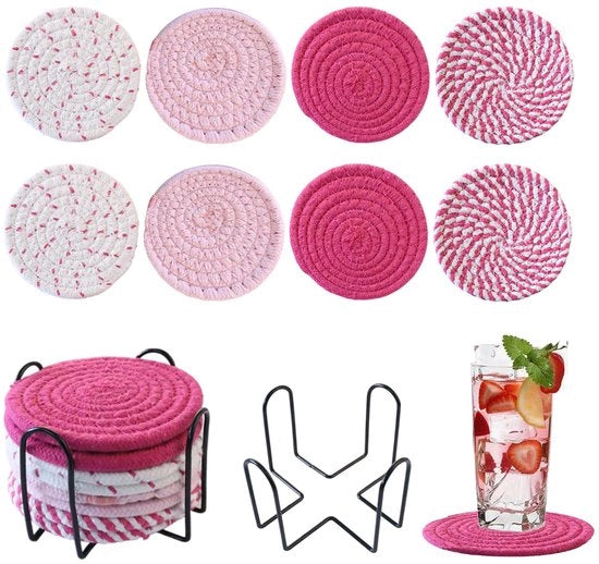 Onderzetters per Bicchiere in Vetro 8 Pezzi Set di Onderzetters per Bicchiere in Vetro Decorazione Stile Boho Lava in Acqua Adatto per Tavolo per Calici e Bicchieri in Vetro