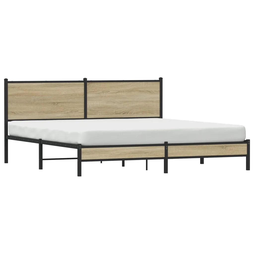 vidaXL Giroletto senza Materaso in Metallo Rovere Sonoma 183x213 cm