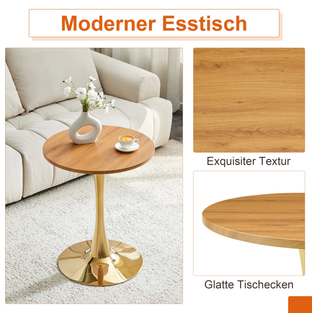 Set tavolo e sedie bianco e oro con piano MDF e rivestimento in PU