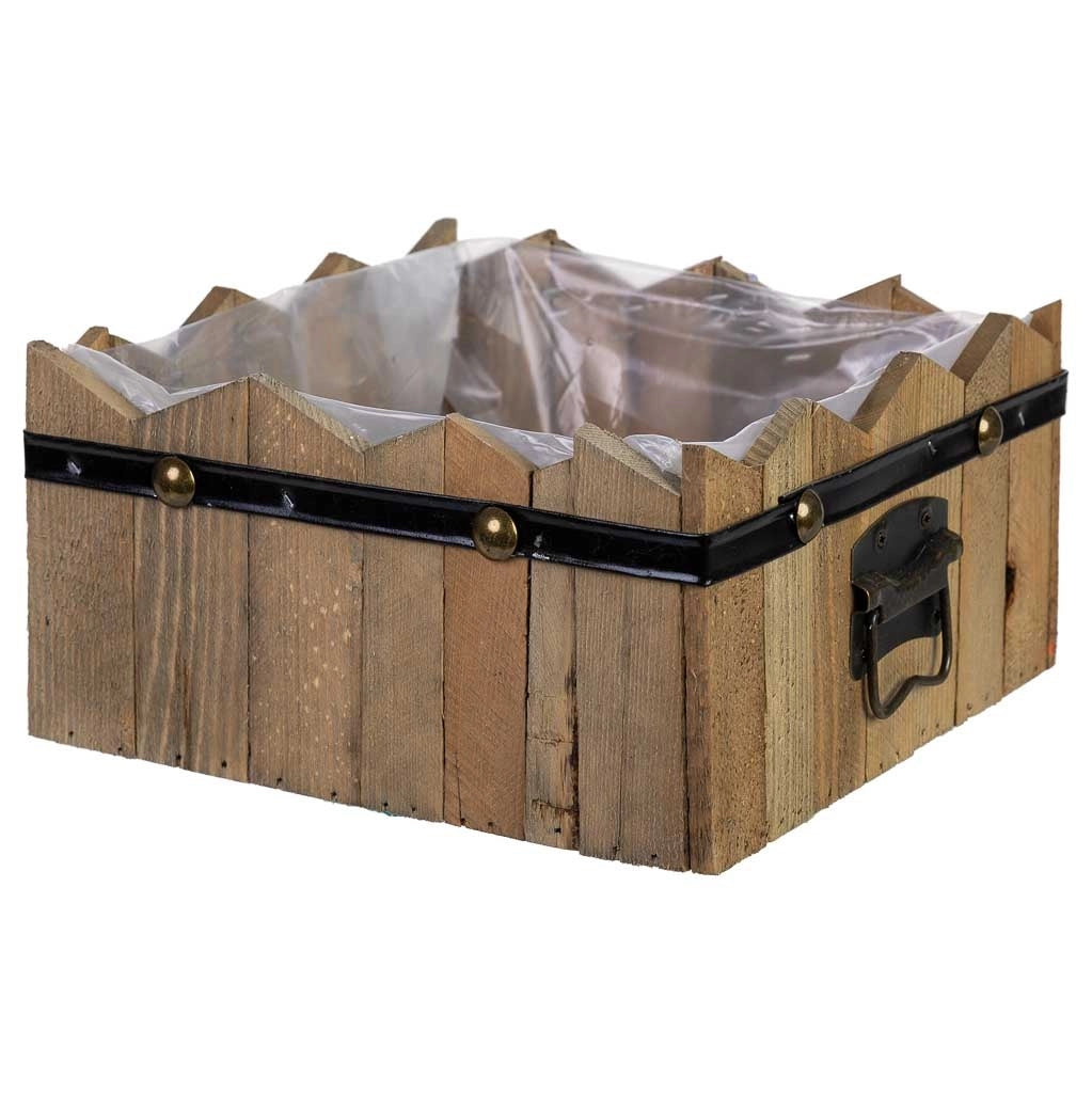 Cesto quadrato in legno blu 24x24x11/12,5h cm