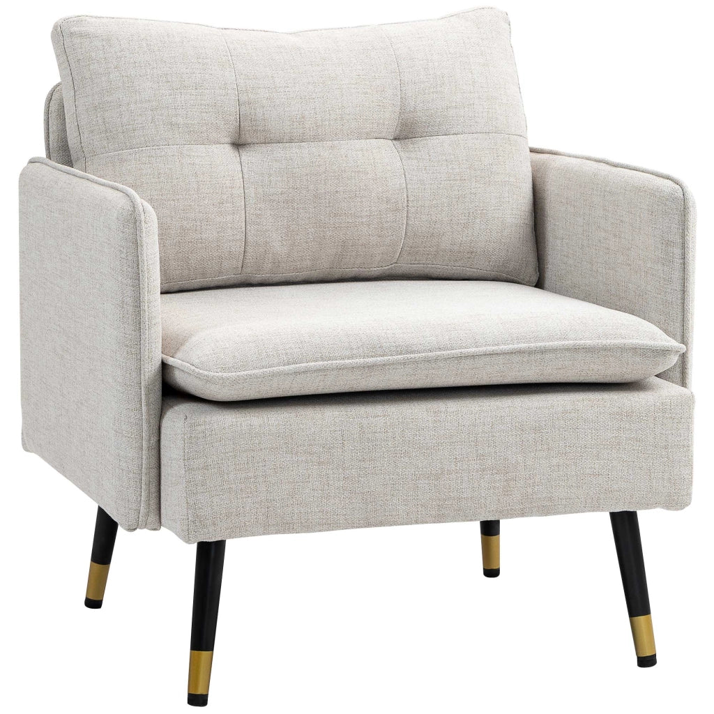 Poltrona Moderna ¨C zephmum ¨C Crema, Lino, 76x68x80 cm