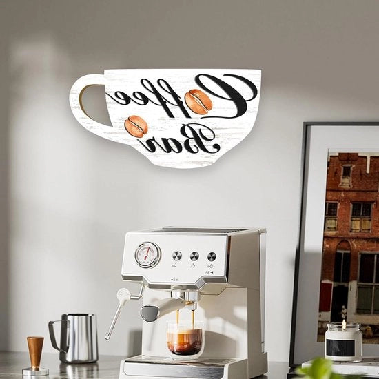 Tavolo da caffè in legno rustico 30 x 167 cm - decorazione per bar caffè rurale - tavolo da bar per parete