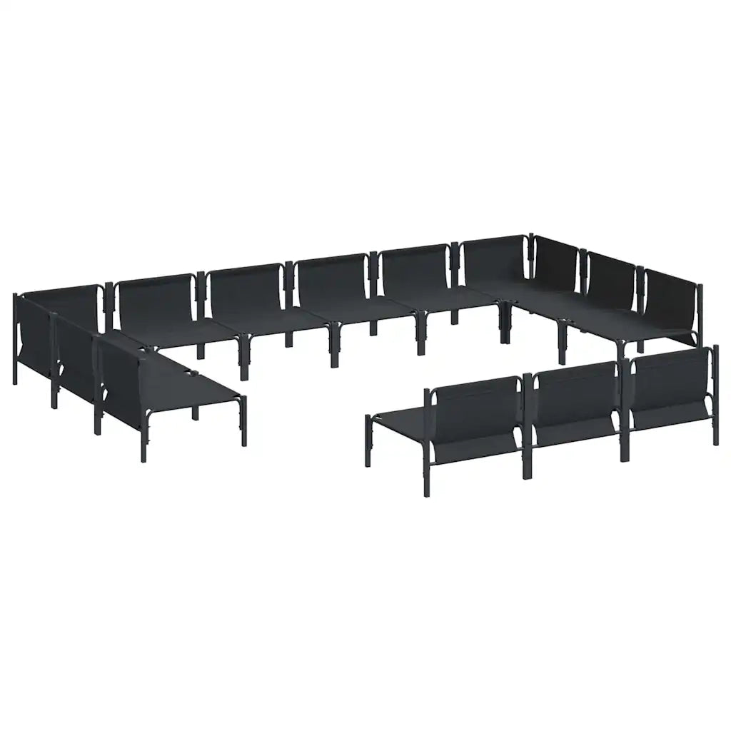 Set Divano da Giardino con cuscino 13 pcs Nero Acciaio 3379022
