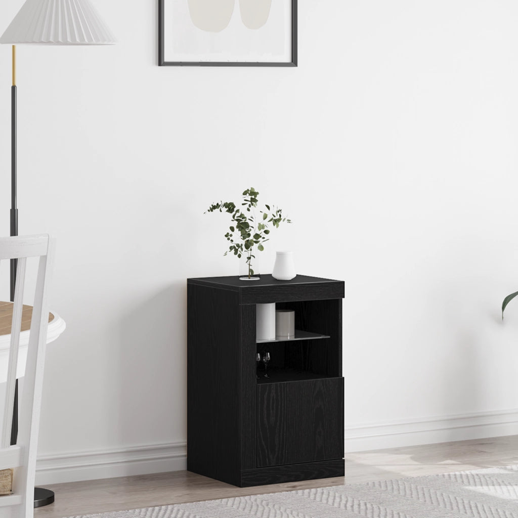 Sideboard con Luci LED Rovere Nero 41x37x67 cm