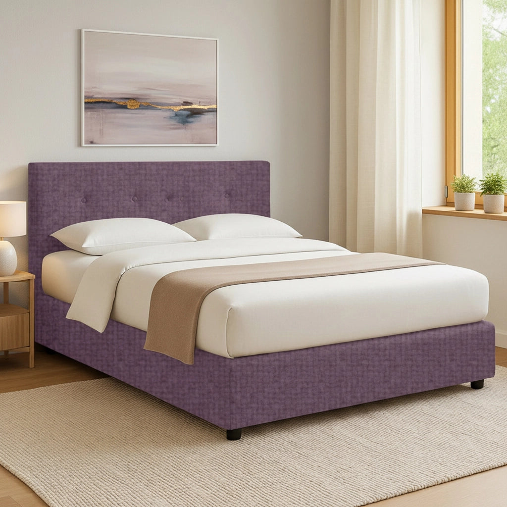 Preston, Letto Matrimoniale Sfoderabile Made in Italy, Viola Lilla