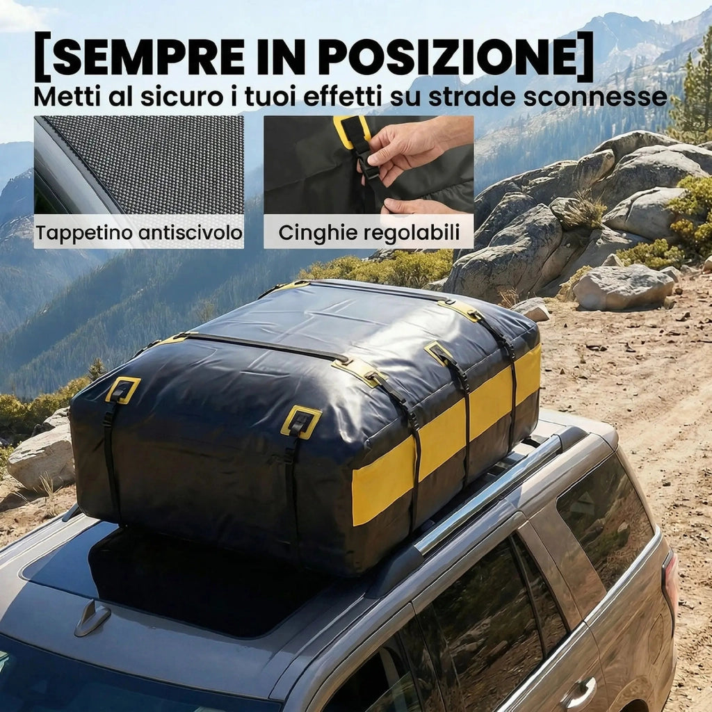 Portabagagli da Tetto 595 Litri Impermeabile, Borsa per Auto, Giallo