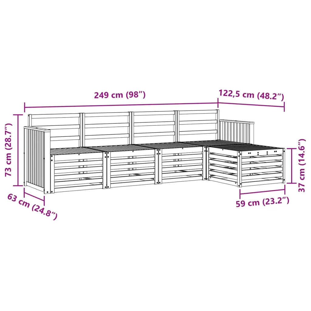 Set divani 5 pcs Naturale Legno di Acacia Massello 3374644