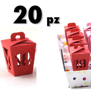 Trade Shop - 20 Pz Bomboniere Lanterna Vari Colori Colorati Festa 18 Anni Astucci - Rosso