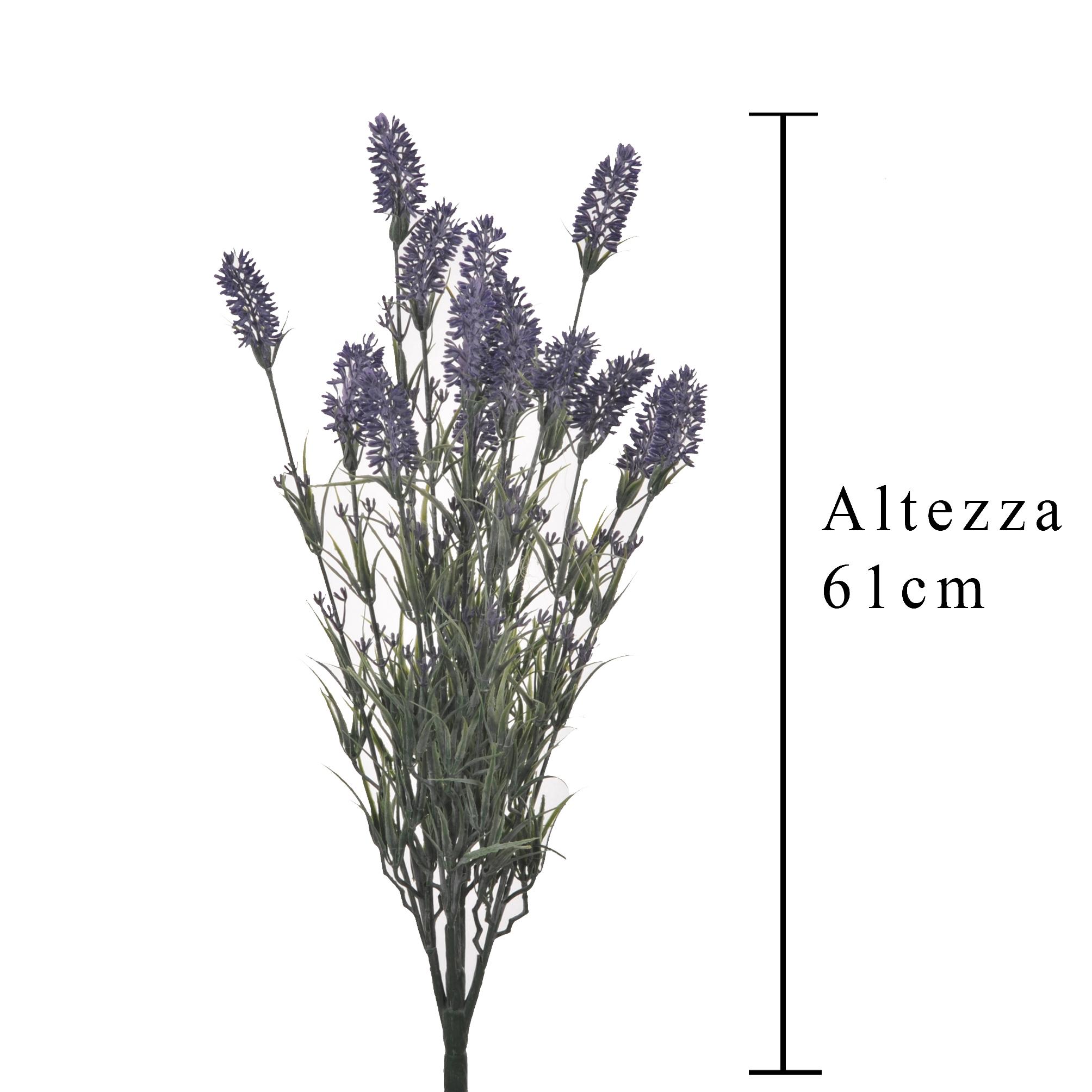 Set 4 Lavanda Artificiale con 15 Fiori Altezza 61 cm Viola