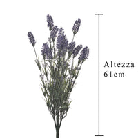 Set 4 Lavanda Artificiale con 15 Fiori Altezza 61 cm Viola