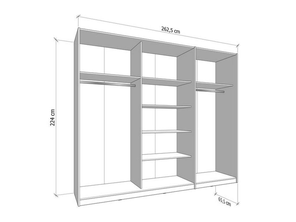 Armadio Camera da Letto Lavenone, Guardaroba Grande Appendiabiti, 262.5x224h cm Marrone Rovere Nodi