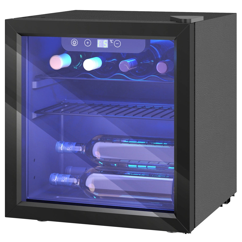 Cantinetta Vino Refrigerata ¨C Zephmum ¨C 12 Bottiglie, Vetro Temperato, Nera