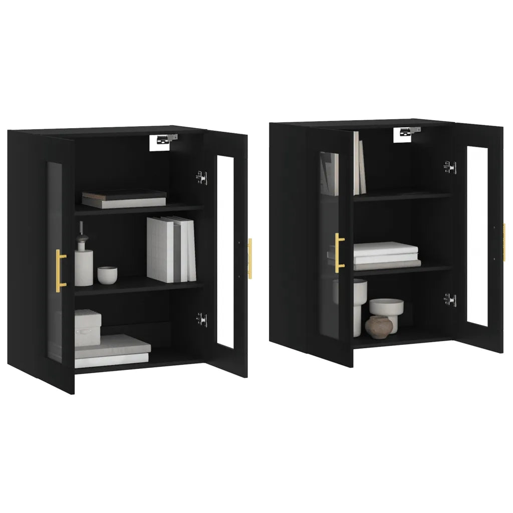Armadietti a Parete 2 pz Neri in Legno Multistrato 3197930