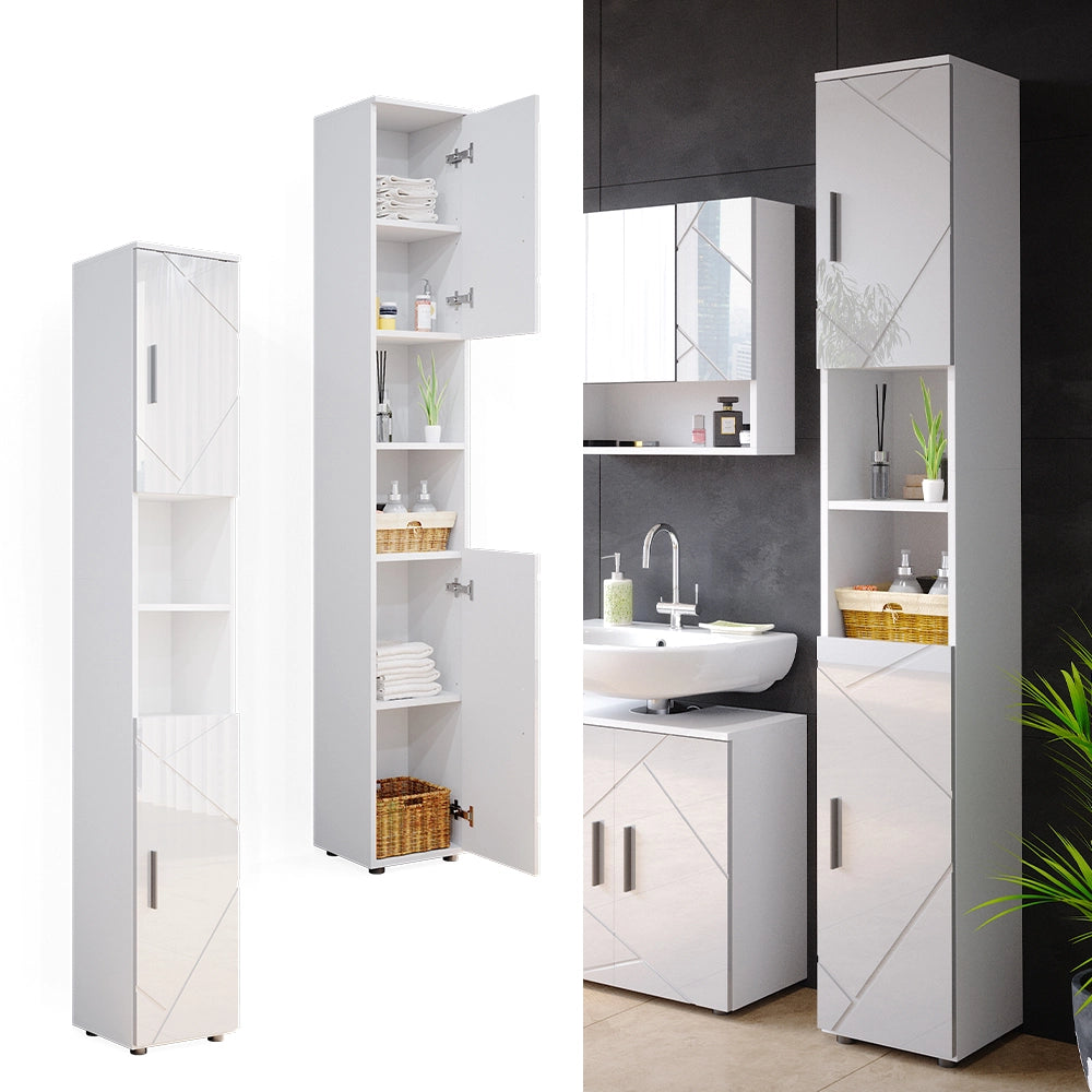 Mobile bagno alto Irma Bianco lucido 30 x 192 cm Vicco