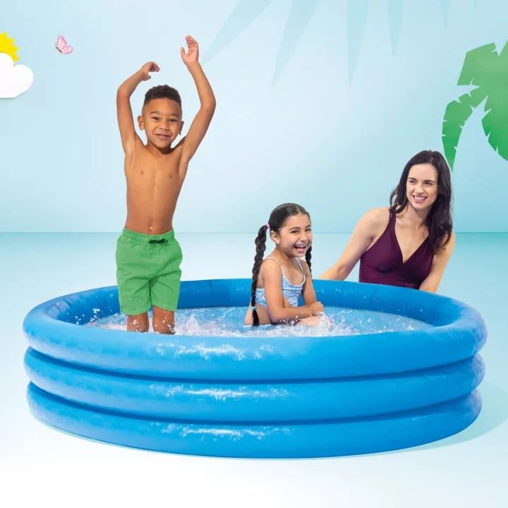 PISCINA GONFIABILE ROTONDA CRYSTAL BLU 3 ANELLI +2 ANNI  cm.147x33h.  peso kg.1,45 (58426)    INTEX