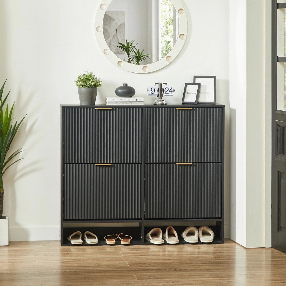 Scarpiera Slim con Ripiani ¨C MINIMAL ¨C Nero, 120x24 cm, Ingresso