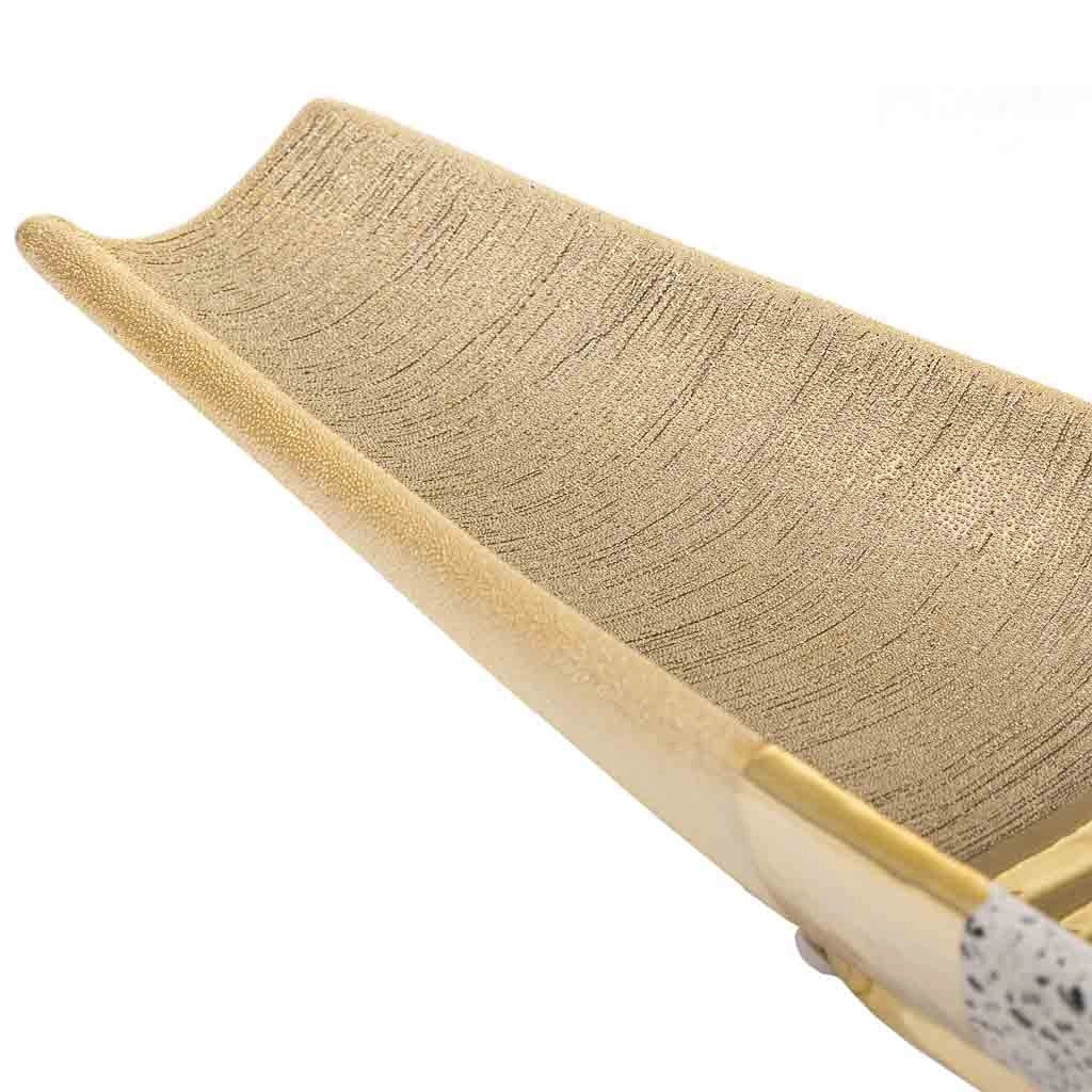 Centrotavola in ceramica dorata 49,5x14x5h