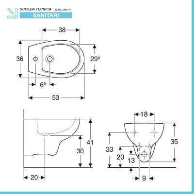 Sanitari sospesi Geberit in ceramica con copriwater incluso  Colibrì