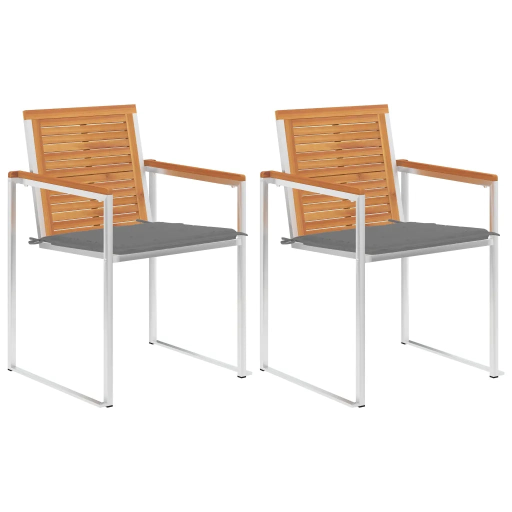 Sedie da Giardino 2 pz con Cuscini in Legno Acacia e Acciaio cod mxl 72315