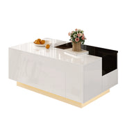 TAVOLINO DA CAFFÈ LED 80x50x35,5 cm Nero/Bianco in MDF