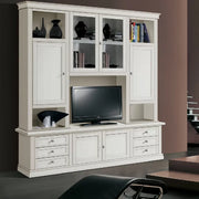 Parete attrezzata classica in legno bianco 200x50x227 - Mobili 2G