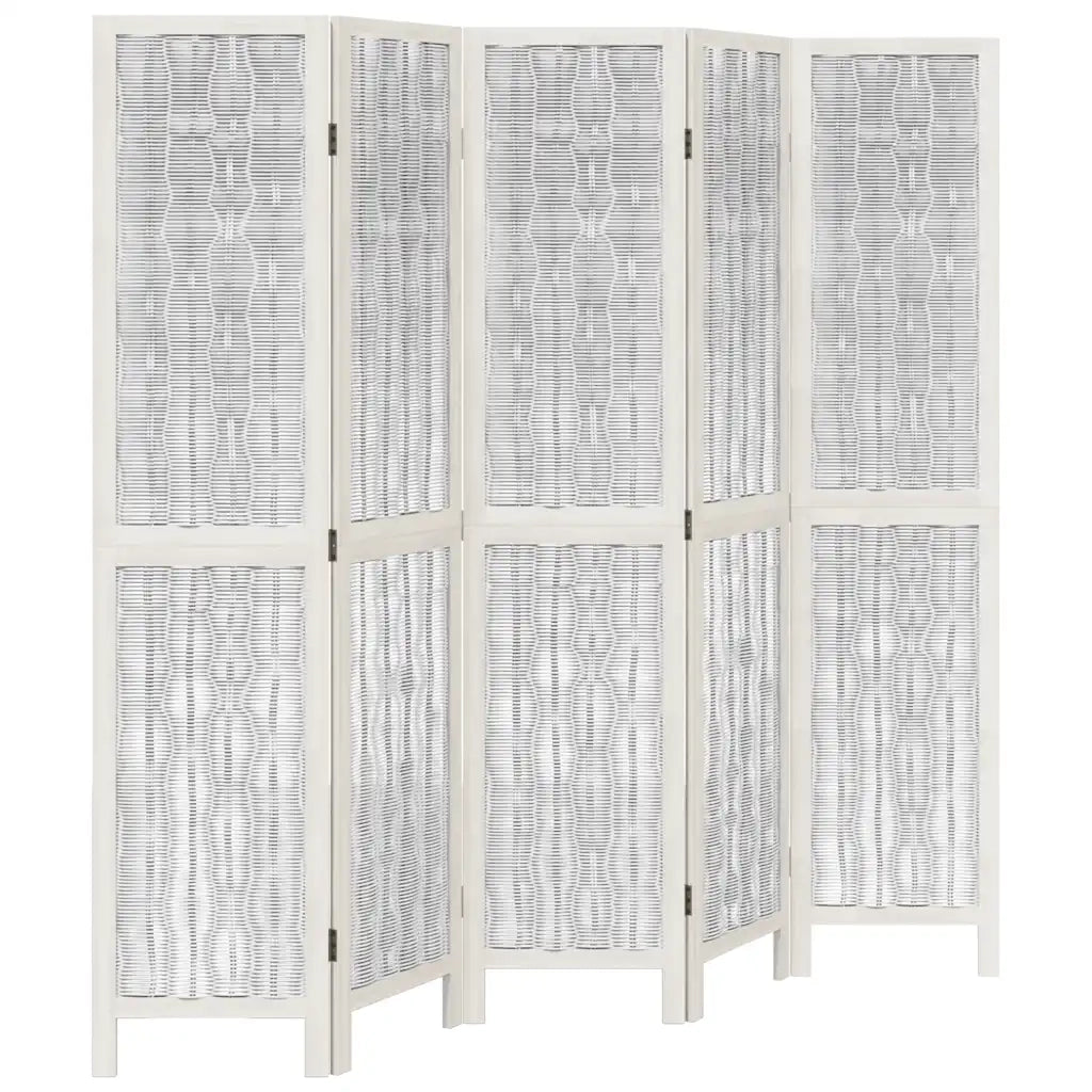 Divisorio Ambienti 5Pannelli Bianco Legno Massello di Paulownia 358678